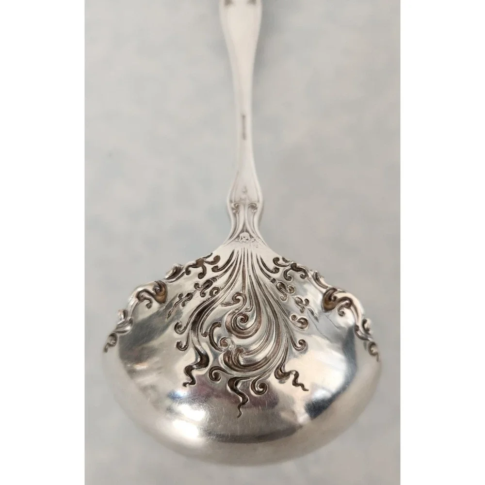 BEAUTIFUL ANTIQUE SOUP PUNCH LADLE SILVER ELEGANT & UNIQUE Rogers Hamilton 1890s